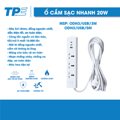 TPE Ổ cắm điện sạc nhanh 20W USB - Type C