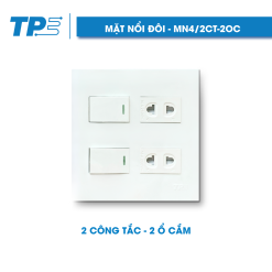 TPE Mặt nổi đôi, 2 ổ cắm, 2 công tắc